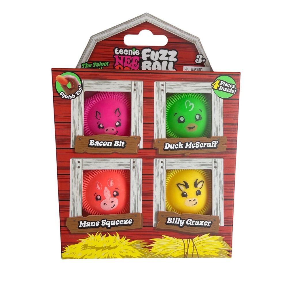 Schylling NeeDoh Teenie Fuzzball Farmyard 4 Pack Tractor Supply 100% Authentic